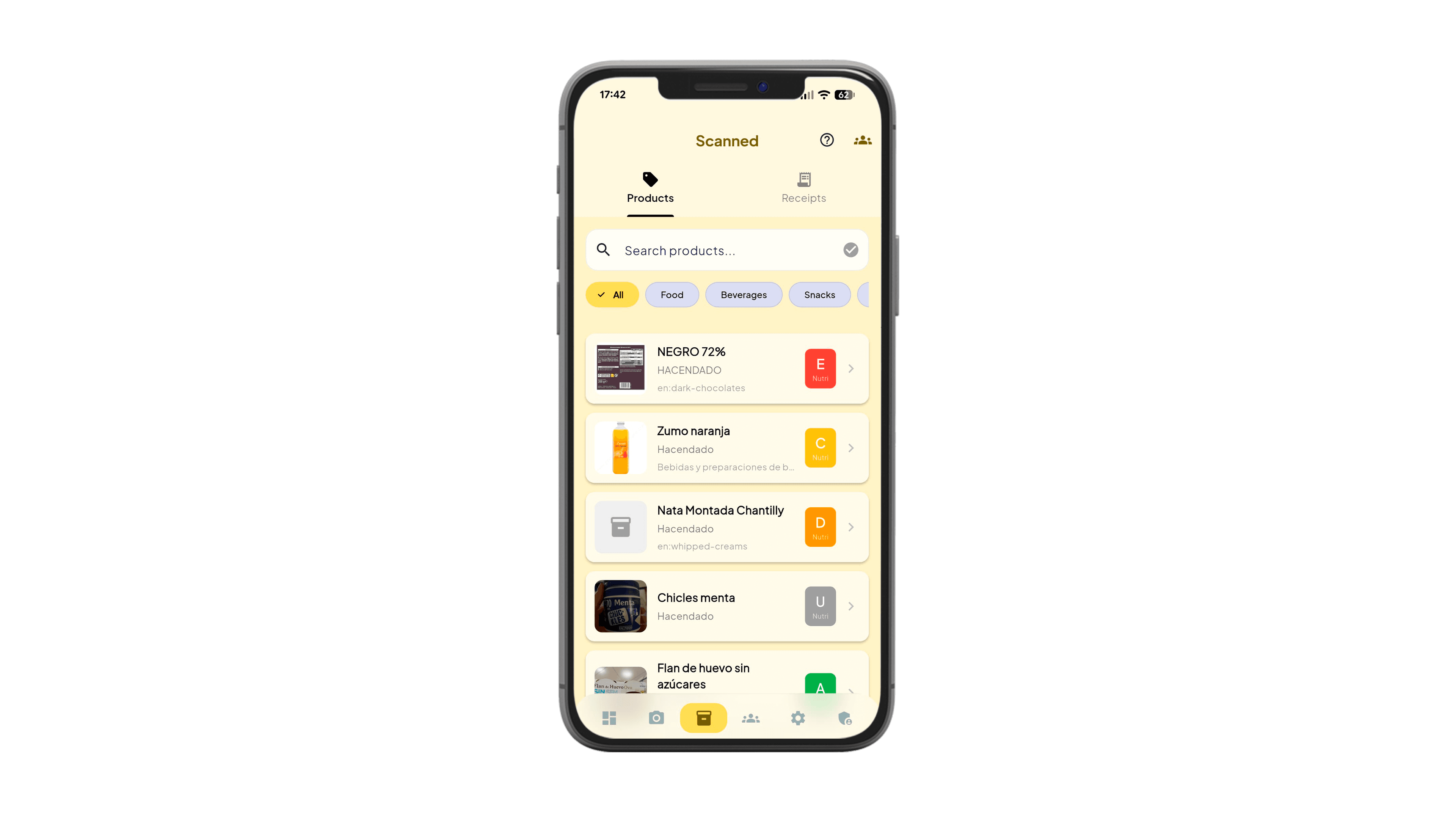 Captura de la app EatMyFinance escaneando un ticket
